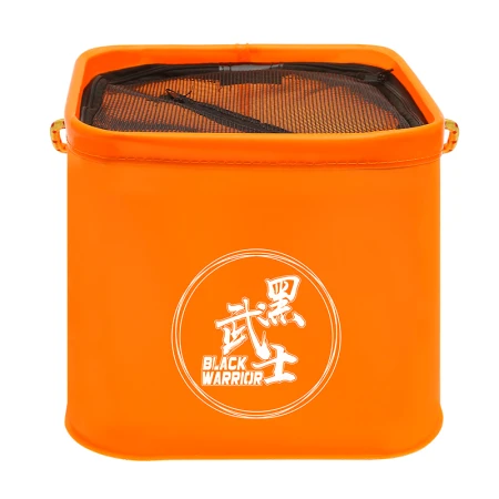 Black Samurai fishing bucket eva folding live fish bucket thickened fishing gear bag fish protection bag outdoor fishing box fishing supplies 24*24*24CM orange