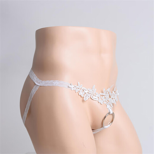 Men's sexy ring underwear, lace temptation sexy thong, sexy double thong T-pants, black, one size fits all, 150Jin, Jin is equal to 0.5kg, within
