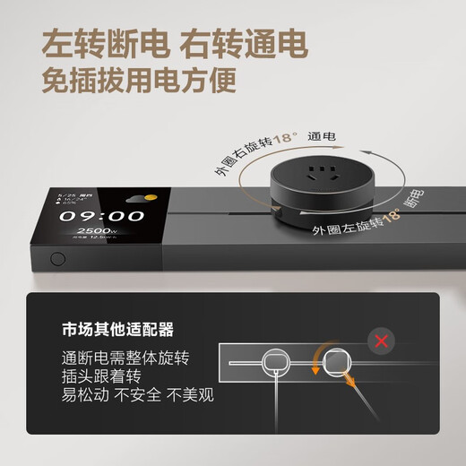 公牛大师轨道插座 数显明装超薄智能移动滑轨插座 厨房餐边柜导轨插排 【智能数显款】墨云灰50cm+4个五孔适配器