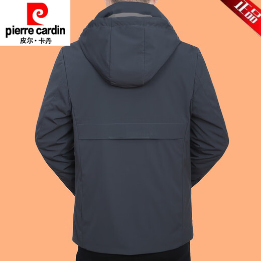 Pierre Cardin casual jacket for middle-aged men 2025 autumn and winter new hooded top daddy jacket new product 98563G gray cotton plus thick L 175 suitable for 115-135 Jin Jin equals 0.5 kg