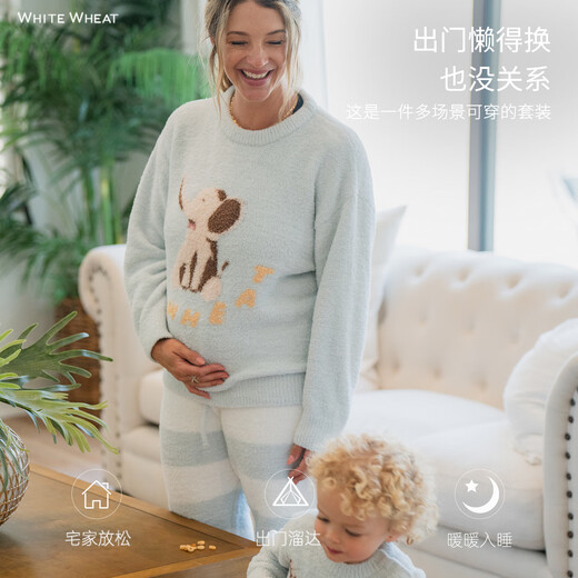White wheat boys 2024 autumn and winter new parent-child suit baby girl home clothes one-piece clothes mother and child suit (children's style) 100