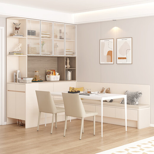 Qiangxiang door shoe cabinet corner card seat sideboard integrated wall wine cabinet dining table and chair combination multi-functional storage cabinet G367 Style 1 2000*2500*2400