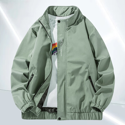 NASA GISS official trendy brand jacket men's fashionable spring and autumn stand-up collar loose casual versatile jacket men black 2XL