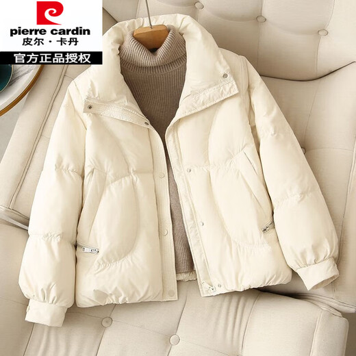 Pierre Cardin brand small short down jacket women's casual fashion 2024 winter new bread jacket women's new national standard off-white three-proof fabric new national standard XL recommended 116-130 Jin Jin equals 0.5 kg three-proof fabric