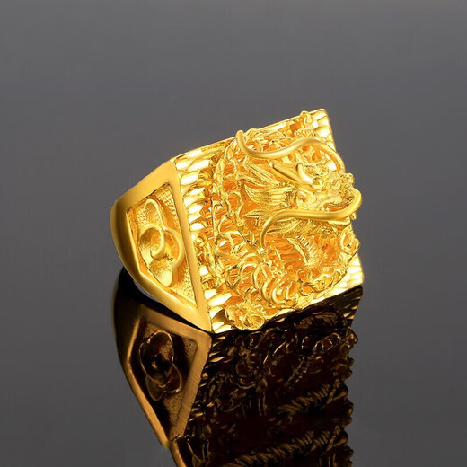 Feixi gold ring for men, pure gold 999.9 domineering dragon head ring, live open mouth gold ring for men, 17.66 grams, pure gold 999.9