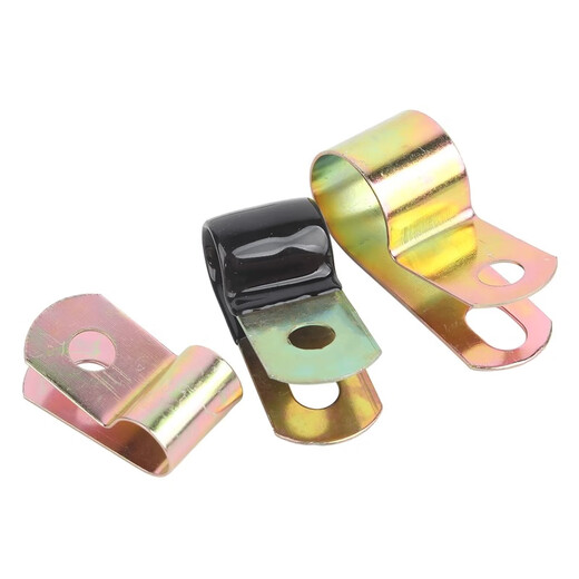 Guwanji iron galvanized single tube clamp Q686F4 dip plastic R-type spring oil pipe clamp line card fixing wire metal clamp fastener collection iron color zinc D8 (dip plastic) [20 pieces]