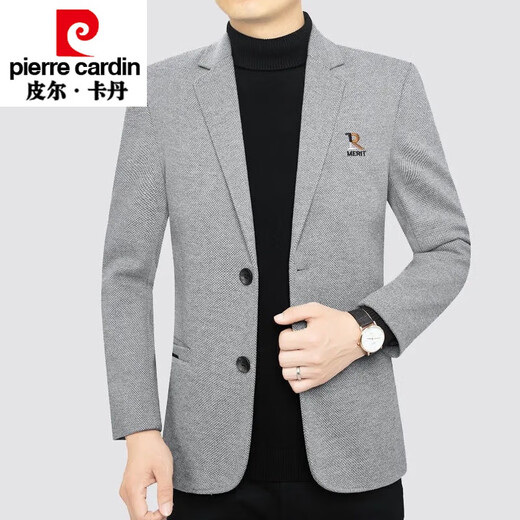 Pierre cardin wool casual suit men's autumn and winter stool light wool jacket middle-aged and young suit large size light gray 9853 gray M 170 suggests 100-125Jin [Jin equals 0.5 kg]