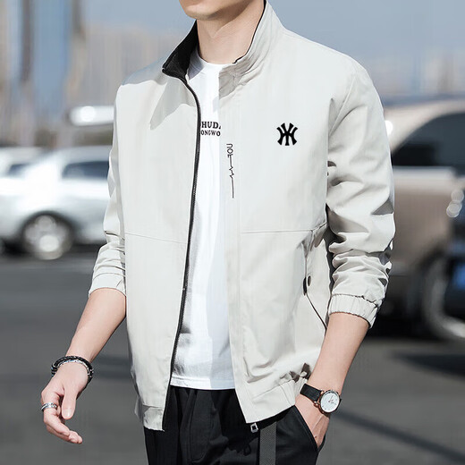 BMXP light luxury high-end brand jacket men's autumn and winter casual trendy fashion stand-up collar handsome versatile top Y Zhong JK-black plus velvet XL 125-140Jin Jin equals 0.5 kg