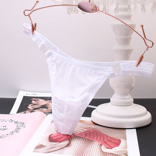 Adult beauty private delivery men's thong sexy transparent solid color see-through seamless removable buckle lure purple one size