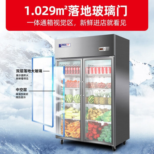 星星（XINGX）展示柜冷藏保鲜柜蔬菜水果双开门立式冰柜 冰箱商用大容量麻辣烫饭店食堂厨房点菜饮料串串啤酒 双门铜管880升BC-980Y