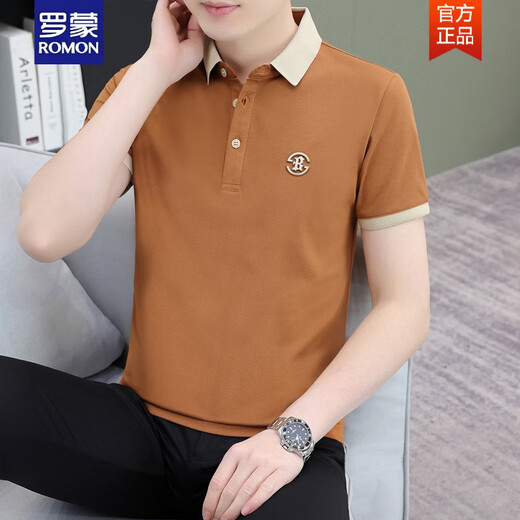 罗蒙（ROMON）2025夏季新款珠地棉时尚冰丝潮牌翻领POLO.衫男士短袖t恤上衣 723#白色 M (建议90-110斤)