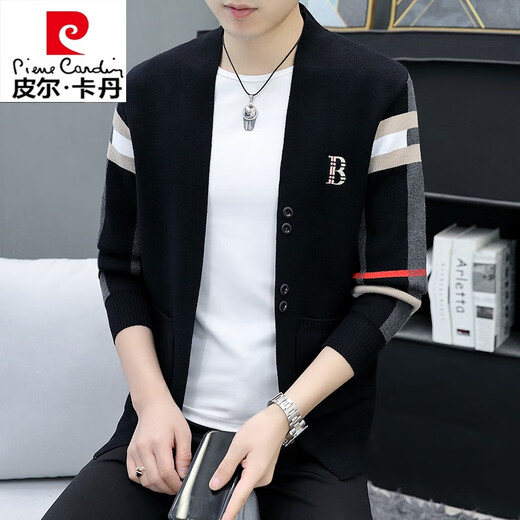 
Pierre cardin high-end wool knitted sweater men high-end fashion brand casual cardigan sweater men spring and autumn thin jacket men khaki XL 120-135Jin [Jin equals 0.5 kg]
