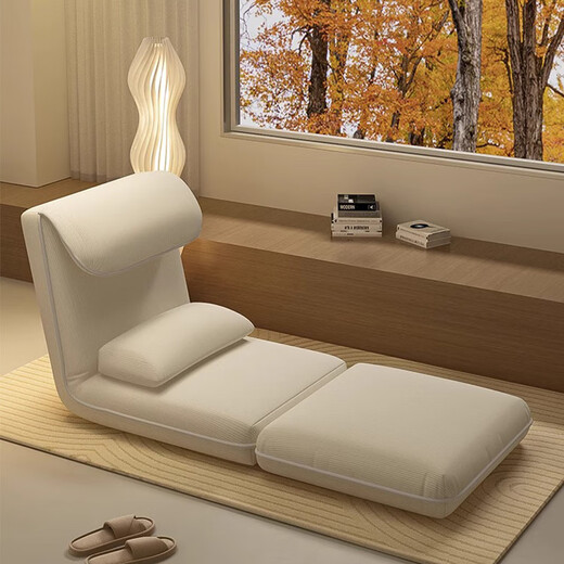 Cama de sofá plegable de bambú con sofá de tatami perezoso Internet Celebrity dormitorio en casa alquiler multifunción simple sofá pequeño [crema blanco] ajuste de múltiples etapas/puede dormir o acostarse