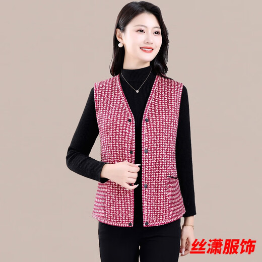 丝潇秋冬马甲新款中老年驼绒保暖轻柔女士坎肩外穿碎花妈妈宽松棉马甲 WY-6629/款2号色 建议990--100斤 2XL