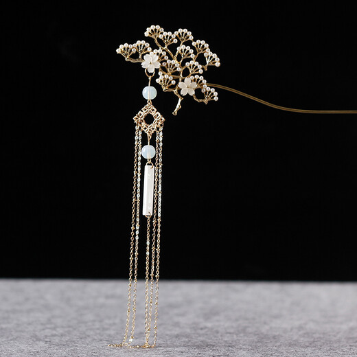 Hairpin Girl Ancient Style Hairpin Hanfu Hair Accessory Tassel Step Shake Hairpin Ancient Costume Headdress Performance Songxue-Gold (Hairpin)