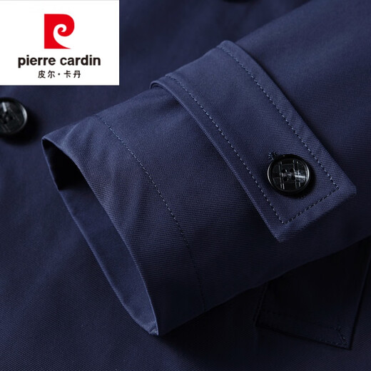 皮尔卡丹（pierre cardin）经典双排扣风衣男短款春秋季轻薄款新品韩版潮流帅气商务修身外套 黑色 175/L