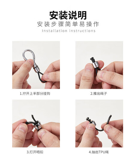 Qique Automobile Key Chain Pendant Metal Simple Key Chain Waist Hanging Ring Hanging Business Anti-Lock Key Chain Portable [Round] Black
