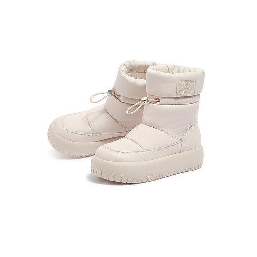 骆驼（CAMEL）冬季新款中筒雪地靴厚底加绒加厚舒适棉鞋保暖靴女 L23W577074米色 38