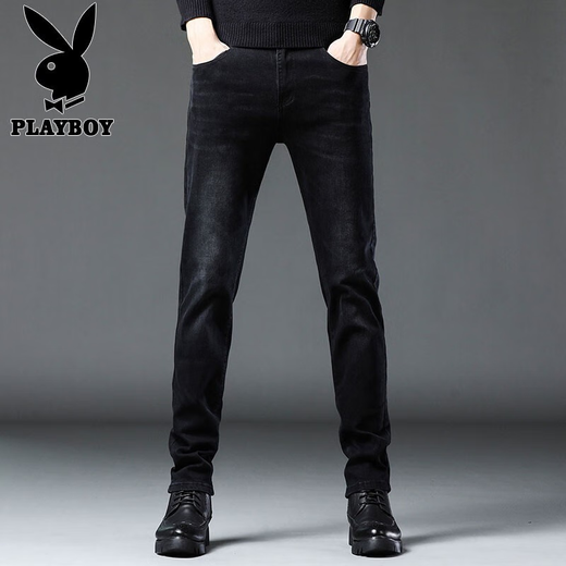 Playboy (playboy) Black Jeans Men's Summer New Trendy Casual Korean Style Slim Feet pantalons Stretch Business Pantals Black X-1157HH1048 30