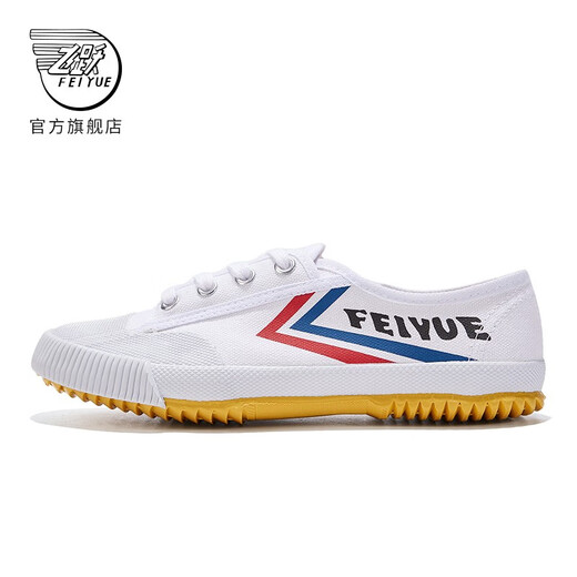Feiyue official canvas shoes men's shoes summer breathable women's shoes Shaolin soul track and field jogging shoes couple casual sports shoes men classic white red blue 37 one size larger