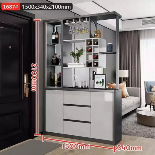 Guansi Screen Lagerregal Eingangsschrank Wohnzimmer Partitionschrank leichte Luxus doppelseitige einfache moderne Foyer Massivholz-Aufbewahrungsschrank 687 Modelle Lang 1,5 Meter