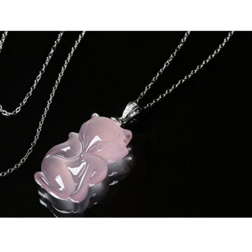Core fragrance pink crystal small pendant hibiscus stone gold-plated clavicle necklace women's pink crystal crystal jewelry Meihu medium high approx. (29MM) with silver chain