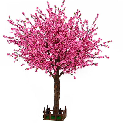 Flower e flow simulated peach blossom tree cherry blossom tree simulated plant fake tree large living room hotel fake flower ceiling wedding window decoration (extended shape) 1.8 meters high and 1.5 meters long