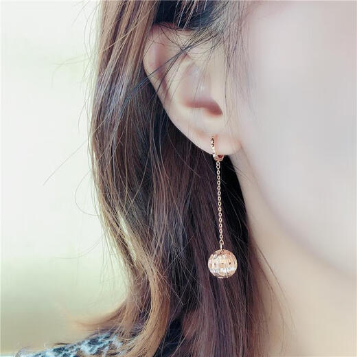 Fat Donglai's same color gold earrings for women 18k rose gold shiny ball ear buckles versatile earrings ball earrings (pair of rose gold)