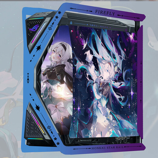 华硕（ASUS）ROG GR701 创世神机箱 吹雪机箱EVA明日香联名台式机箱ARGB灯板全塔定制机箱白色机箱电源水冷套装 流萤主题（渐变黑创世神+灯板）