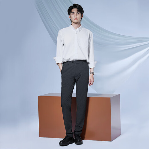 Fabriqué à Jingdong [coton pur oxford] chemise de chemise à manches longues pour hommes à manches longues pour offrir des cadeaux de petit ami blanc 41