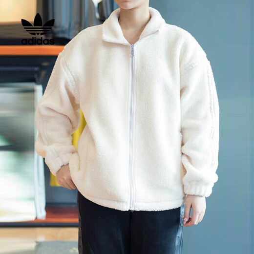 阿迪达斯 （adidas）三叶草外套夹克女装夏季新款摇粒绒保暖立领宽松休闲运动服 IM3899 白色 XS