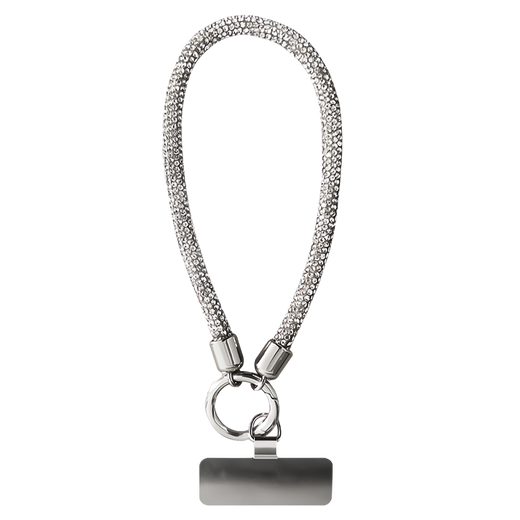 Dipur luxury diamond mobile phone chain high-end mobile phone lanyard wrist anti-lost rope high-end stainless steel clip patch women's silver diamond chain