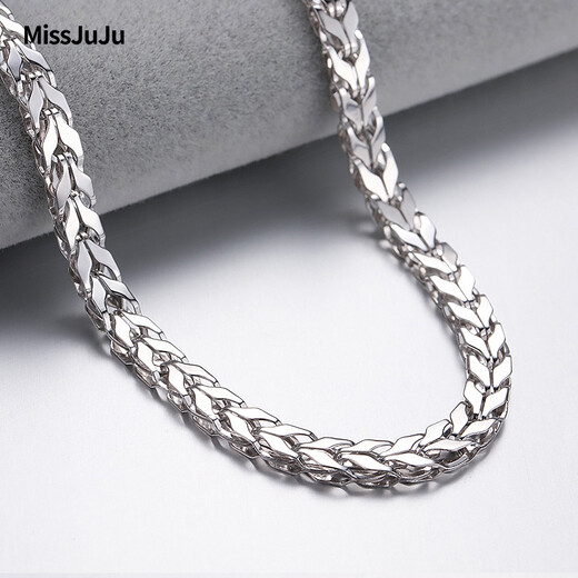 Miss JuJu PT950 platinum necklace men's platinum herringbone chain domineering boss keel snake bone chain thick and wide chain can be customized, weight 40.07g, length 64cm, thickness about 4.5mm