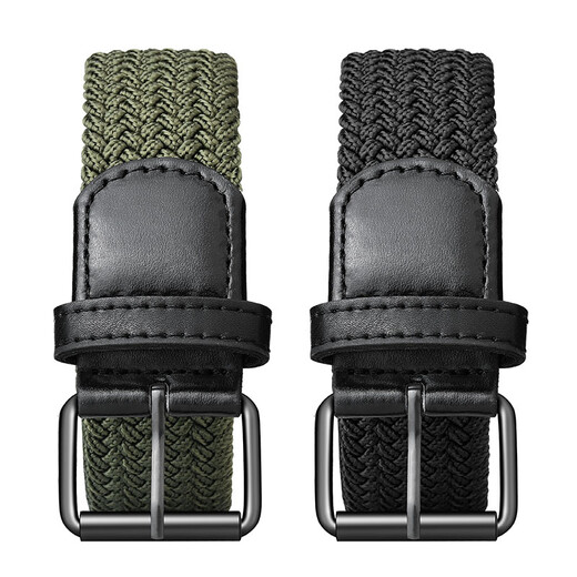 Half cigarette canvas belt men's elastic elastic belt men's hole-free punch-free men's and women's braided student military training trouser belt for gift