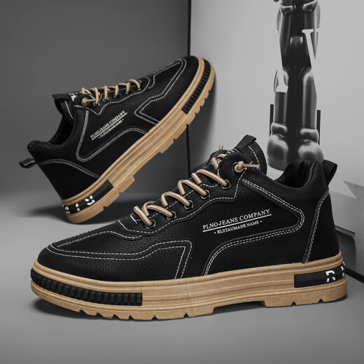 Vange men's labor protection shoes, versatile wear-resistant non-slip casual sneakers, kitchen work men's shoes 2024 spring fashion shoes W35 black 39