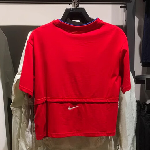 
Nike (NIKE) short-sleeved women's 2025 summer new sportswear knitted breathable round neck casual T-shirt top HF6291-133 HF6291-687 red L