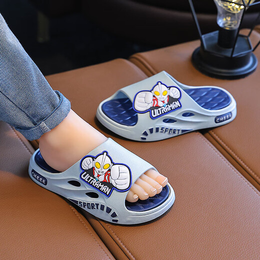 CHACEPOT Ultraman Ultraman Children's Sandals for Parents and Children New Summer Cartoon Soft Non-Slip Home Bath Bathroom Warehouse 6 Austrian 1680 Black Size 36-37 Inner Length 23cm Regular Size