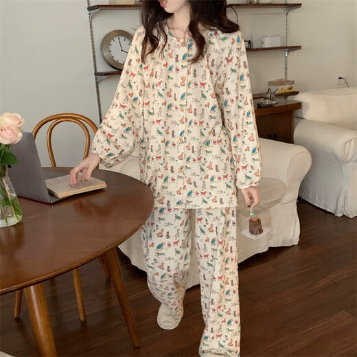 猫人韩系博主风睡衣长袖女春秋夏季2025年新款可爱外穿家居服 XDD#1421 L 建议100-120斤