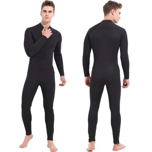 SBART men's one-piece wetsuit thickened and warm deep diving surfing winter swimsuit neoprene 5MM 1498 yellow M