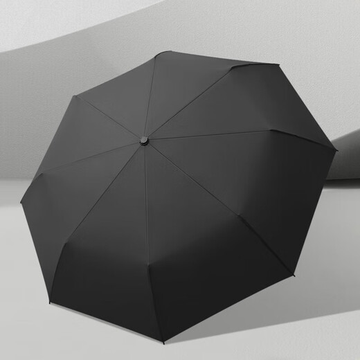 MAYDU Fully Automatic Umbrella Three-fold Large Double Umbrella Windproof Increased Reinforcement Men's Business Folding Fair Umbrella Fully Automatic Double Keel - Milk Tea Color