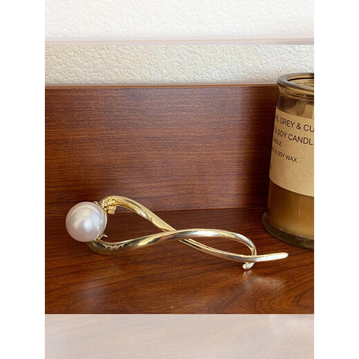 Bary Riff einfache Perlenhaarclip zurück-Kopf-Clip-Kopfschmuck Frog Knopf Frauen Sommerhaarclip Ein-Line-Clip mit Temperament golden