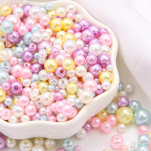 Mengkeduo diy imitation pearl loose beads handmade material decoration beads with holes beaded necklace earrings non-hole jewelry accessories macaron color (3-8mm about 120 pieces) with holes