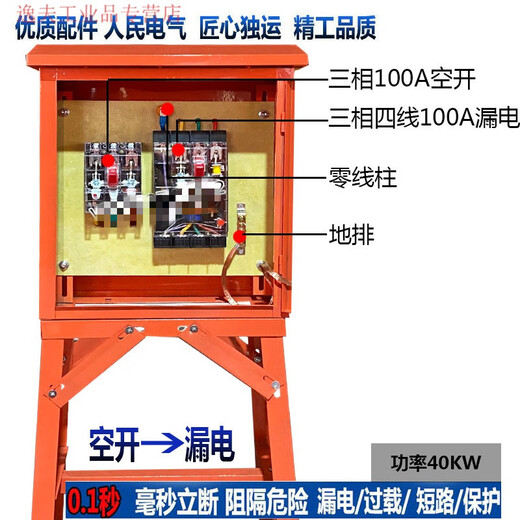 Customized construction site standard three-level distribution box 40A100A160A250A one machine and one gate complete set of brackets military green