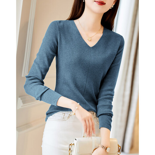 Demana Capsule Wardrobe Series Spring and Autumn Paper Man V-neck Sweater Lazy Hidden Body Loose Feeling Knitted Sweater Women's Top