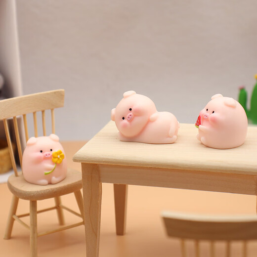 Pig Resin Small Ornaments Cartoon Migro Micro Landscape Simulation Pig Home Mini Arat d'artisanat Décoration Melon Pig Melon