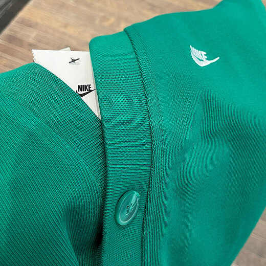 耐克（NIKE）外套男士2025春秋季新款针织开衫V领线衫休闲夹克上衣 FN3899-365绿色 L