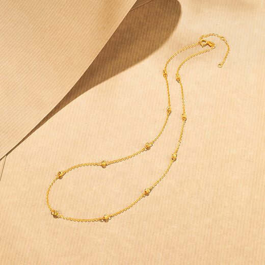 Saturday Fortune Yellow 18K Gold Necklace for Women Car Flower Bead Color Gold Necklace for Women C0513083 40+5cm Birthday Gift