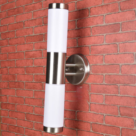 Micro simple stainless steel wall lamp, waterproof and rust-proof outdoor LED wall lamp, garden balcony aisle wall lamp, bedside wall lamp, single head/milk white cover/20 watt LED white light