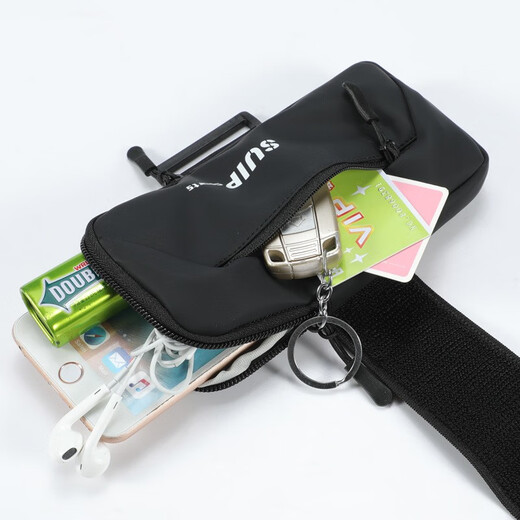 Arm bag sports running mobile phone arm bag unisex outdoor fitness cycling wrist bag mobile phone bag wrist bag black