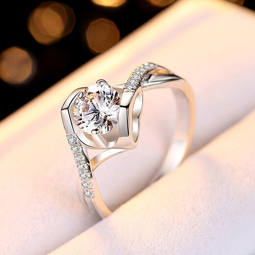 AVHE platinum diamond ring PT950 Angel's Kiss twisted arm ring cultivated diamond wedding gift to send Chinese Valentine's Day platinum D color 30 points cultivated diamond - Platinum Angel's Kiss No. 9-20 circle can be remarked